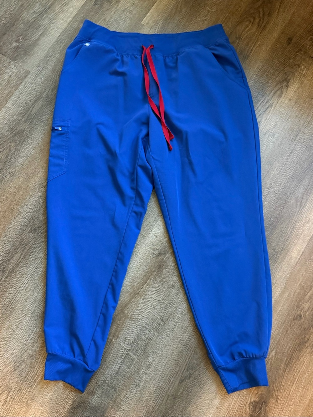 FIGS Women's Royal Blue Scrub Joggers with Red Drawstring